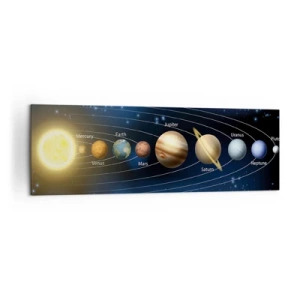 Obraz na płótnie - Schemat układu słonecznego z planetami i słońcem - 160x50cm - Jedna z dziesięciu - Nowoczesna dekoracja ścienna do salonu i sypialni ARTTOR