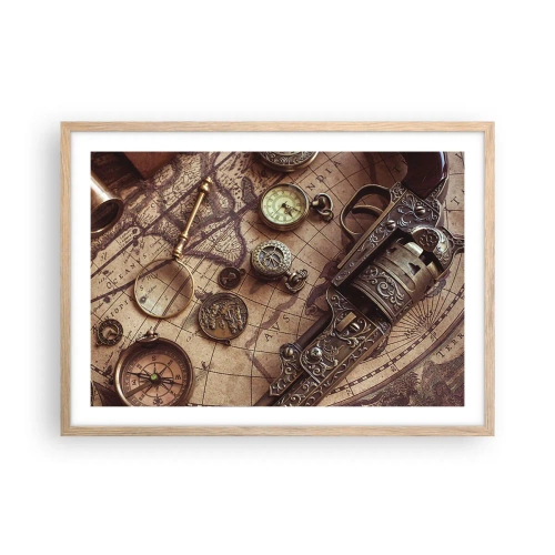 Plakat w ramie jasny dąb - Przygoda wzywa - 70x50 cm