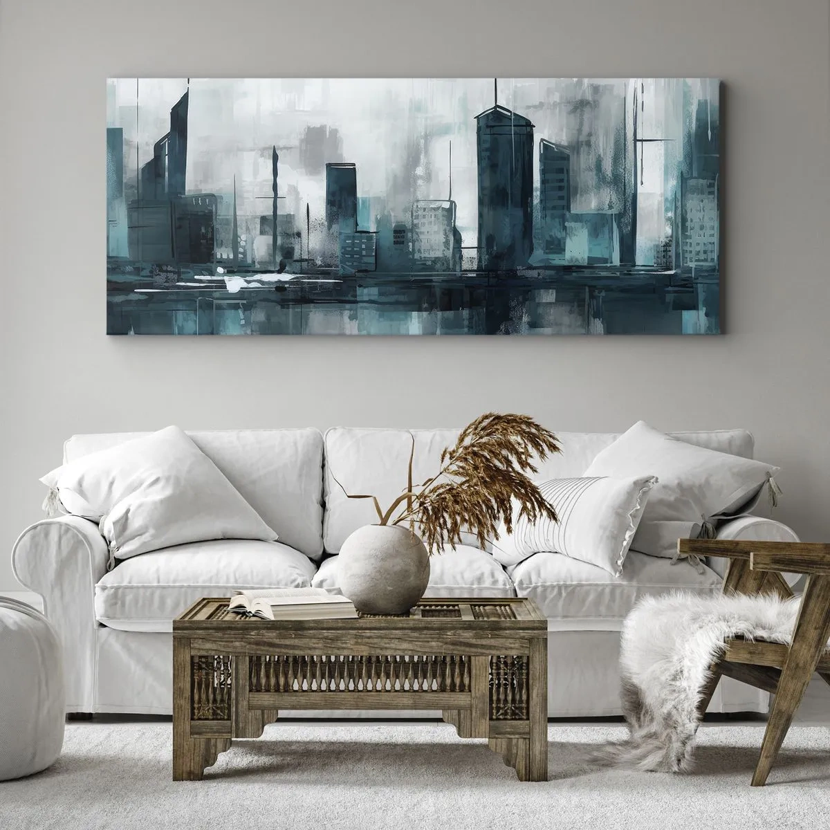 Obraz na płótnie - Miasto w kolorze deszczu - 100x40 cm