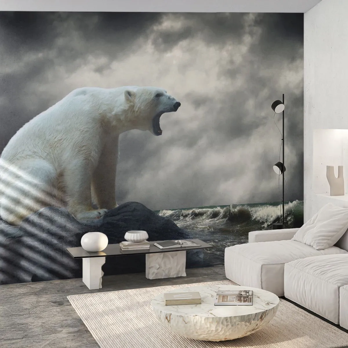 Fototapeta Premium Canvas - Samotny król Arktyki - Zwierzęta, Niedźwiedź Polarny, Ocean - 250x175 cm