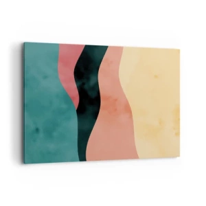 Obraz na płótnie - Abstrakcyjne fale w pastelowych barwach - 100x70cm - Zgodna niezgodność - Nowoczesna dekoracja ścienna do salonu, kuchni i sypialni ARTTOR