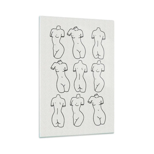 Obraz na szkle - Minimalistyczna grafika przedstawiająca nagie kobiece sylwetki - 70x100cm - Tylko Wenus - Nowoczesna dekoracja ścienna do salonu i sypialni ARTTOR