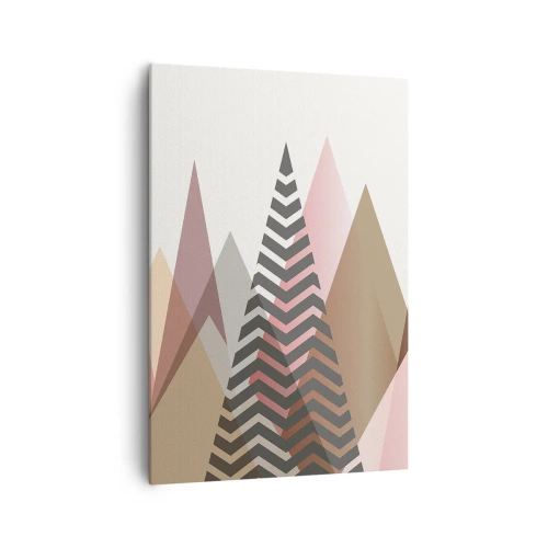 Obraz na płótnie - Kolorowe geometryczne góry w pastelowych odcieniach - 70x100cm - Piramidalny widok - Nowoczesna dekoracja ścienna do salonu i sypialni ARTTOR