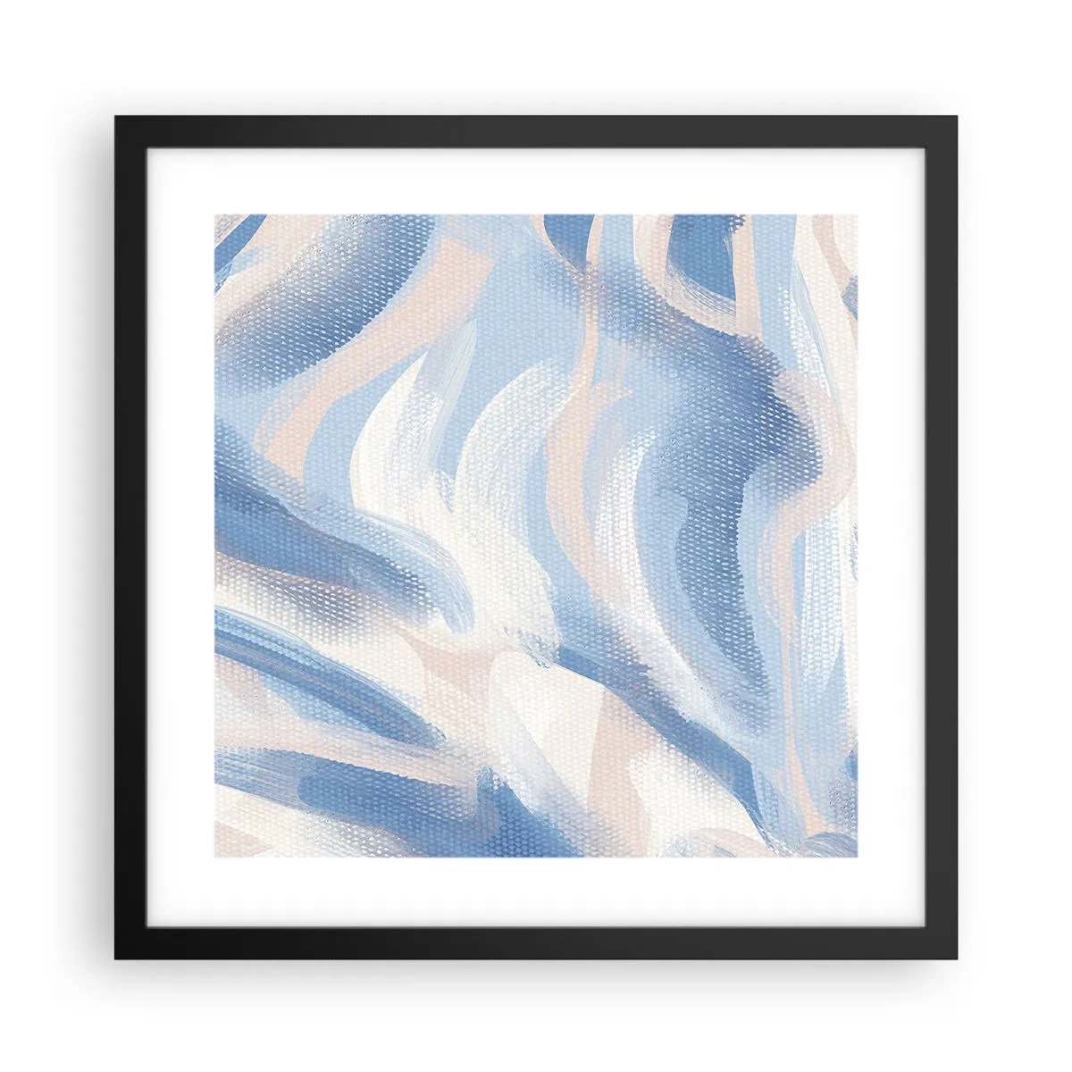 Plakat w czarnej ramie - Błękitne falowanie - 40x40 cm