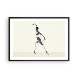Plakat w czarnej ramie - Baletnica w geometrycznej interpretacji z liniami - 70x50cm - W teatrze świata - Nowoczesna dekoracja ścienna do salonu i sypialni ARTTOR