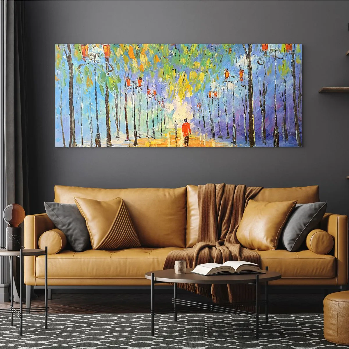 Obraz na szkle - Nocna piosenka deszczu - 90x30 cm