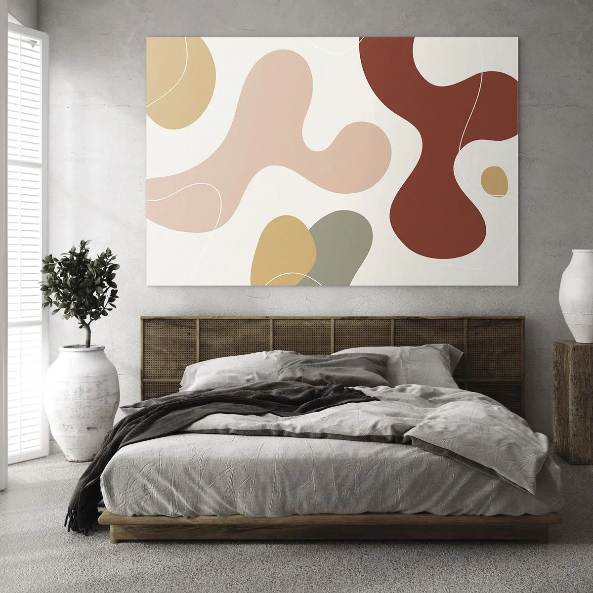 Obraz na szkle - Abstrakcyjna kompozycja organicznych kształtów - 100x70cm - Esy czy floresy? - Nowoczesna dekoracja ścienna do salonu, kuchni i sypialni ARTTOR