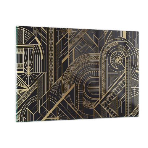 Obraz na szkle - Geometryczny wzór art déco w złocie i czerni - 120x80cm - Koncepty, idee, plany - Nowoczesna dekoracja ścienna do salonu, kuchni i sypialni ARTTOR