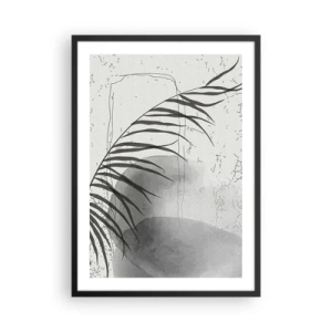 Plakat w czarnej ramie - Minimalistyczna botaniczna kompozycja w odcieniach szarości - 50x70cm - Subtelna egzotyka natury - Nowoczesna dekoracja ścienna do salonu i sypialni ARTTOR