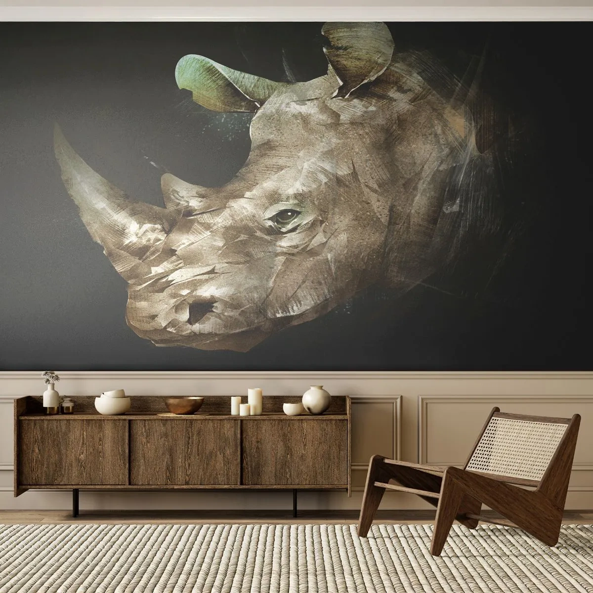 Fototapeta Samoprzylepna Deluxe Sticker - Prawdziwie męska siła - Abstrakcja, Nosorożec, Zwierzęta - 250x175 cm