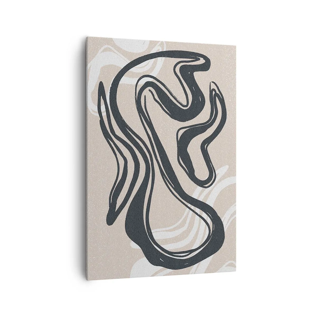 Obraz na płótnie - Abstrakcyjne linie w ciemnych odcieniach na beżowym tle - 70x100cm - Ekspresja zwielokrotniona - Nowoczesna dekoracja ścienna do salonu i sypialni ARTTOR