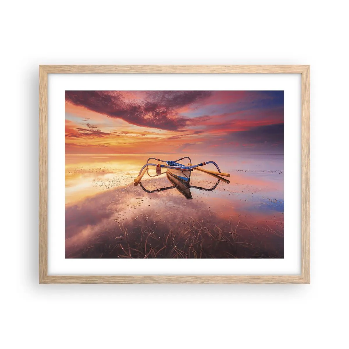 Plakat w ramie jasny dąb - Spokój tropikalnego wieczoru - 50x40 cm