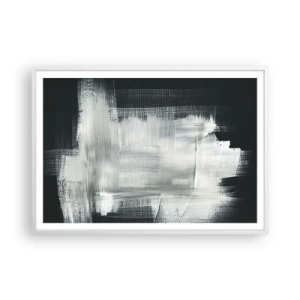 Plakat w białej ramie - Utkane z pionu i poziomu - 100x70 cm