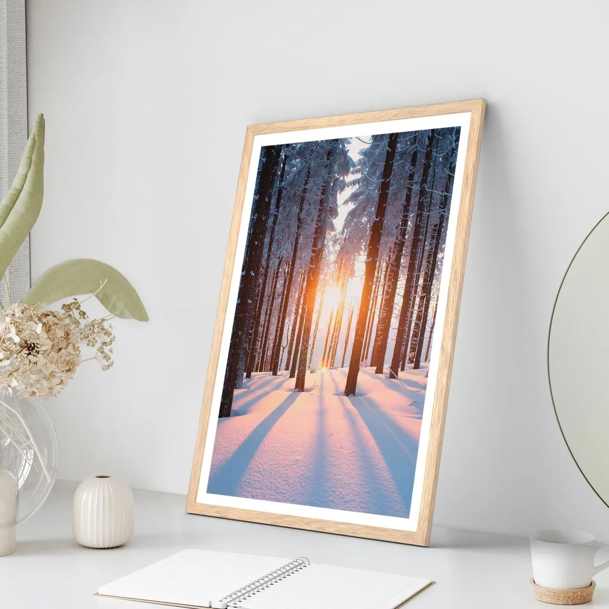 Plakat w ramie jasny dąb - Wyraźnie czarno na białym - 40x50 cm