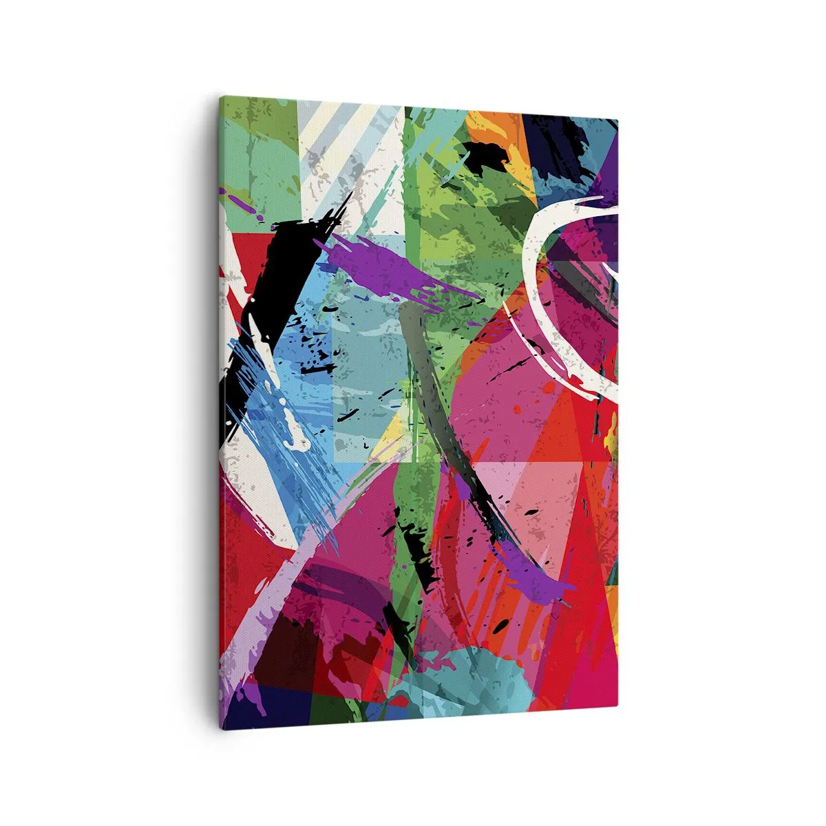 Obraz na płótnie - Abstrakcyjna kompozycja kolorów i kształtów - 50x70cm - Szybko, żywo i skocznie - Nowoczesna dekoracja ścienna do salonu, kuchni i sypialni ARTTOR