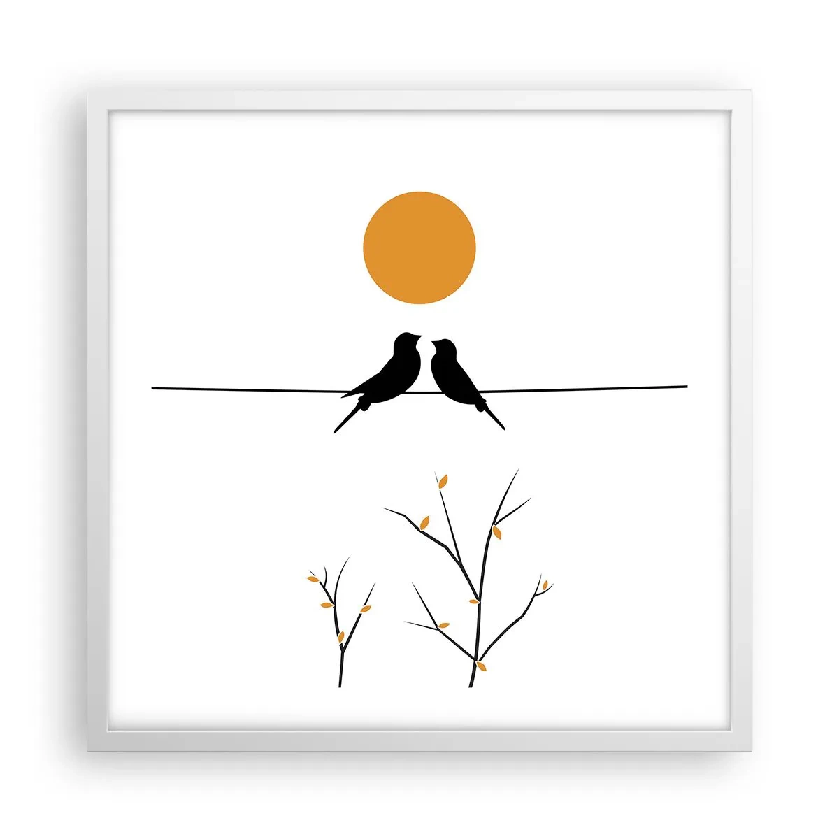 Plakat w białej ramie - Słowiczy wieczór - 50x50 cm