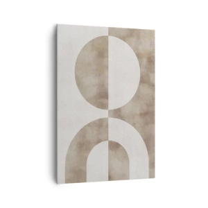 Obraz na płótnie - Abstrakcyjny obraz w odcieniach beżu z geometrycznymi kształtami i symetrią - 70x100cm - Podobieństwa i różnice - Nowoczesna dekoracja ścienna do salonu i sypialni ARTTOR