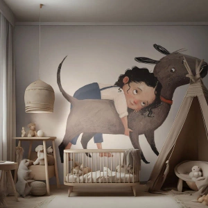 Fototapeta Premium Canvas - Najlepsi przyjaciele - Dla Dzieci, Pies, Dziewczynka - 300x210 cm