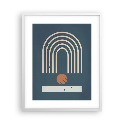 Plakat w białej ramie - Geometria na granacie - 40x50 cm