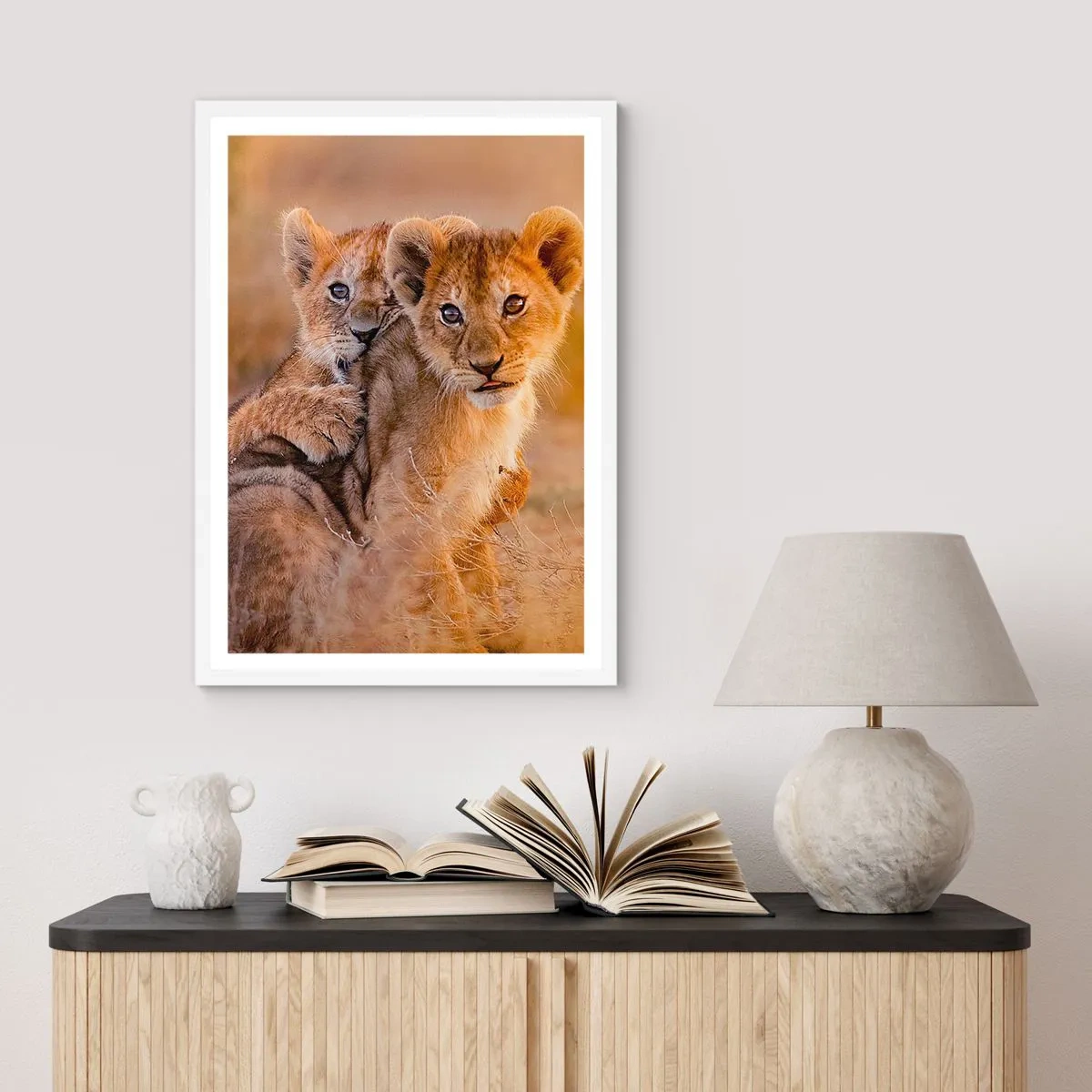 Plakat w białej ramie - Nie przeszkadzać! Bawimy się - 30x40 cm