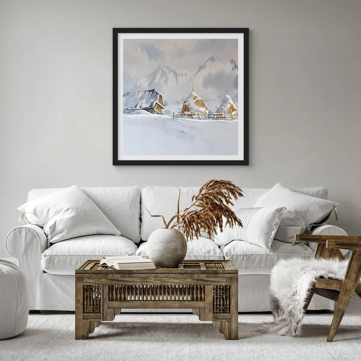 Plakat w czarnej ramie - W śnieżnej kotlinie - 30x30 cm