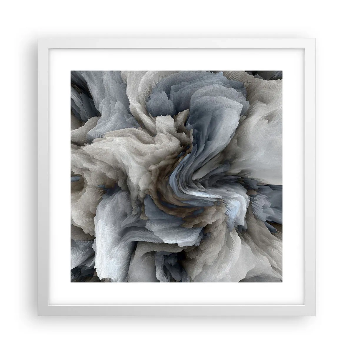 Plakat w białej ramie - Kamień i kwiat - 40x40 cm