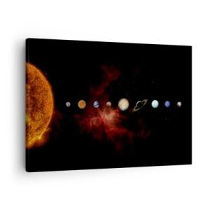Obraz na płótnie - Układ słoneczny z planetami na tle kosmosu - 70x50cm - Nasza okolica - Nowoczesna dekoracja ścienna do salonu i sypialni ARTTOR