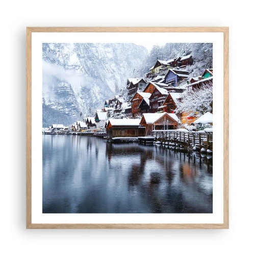 Plakat w ramie jasny dąb - W zimowej dekoracji - 60x60 cm