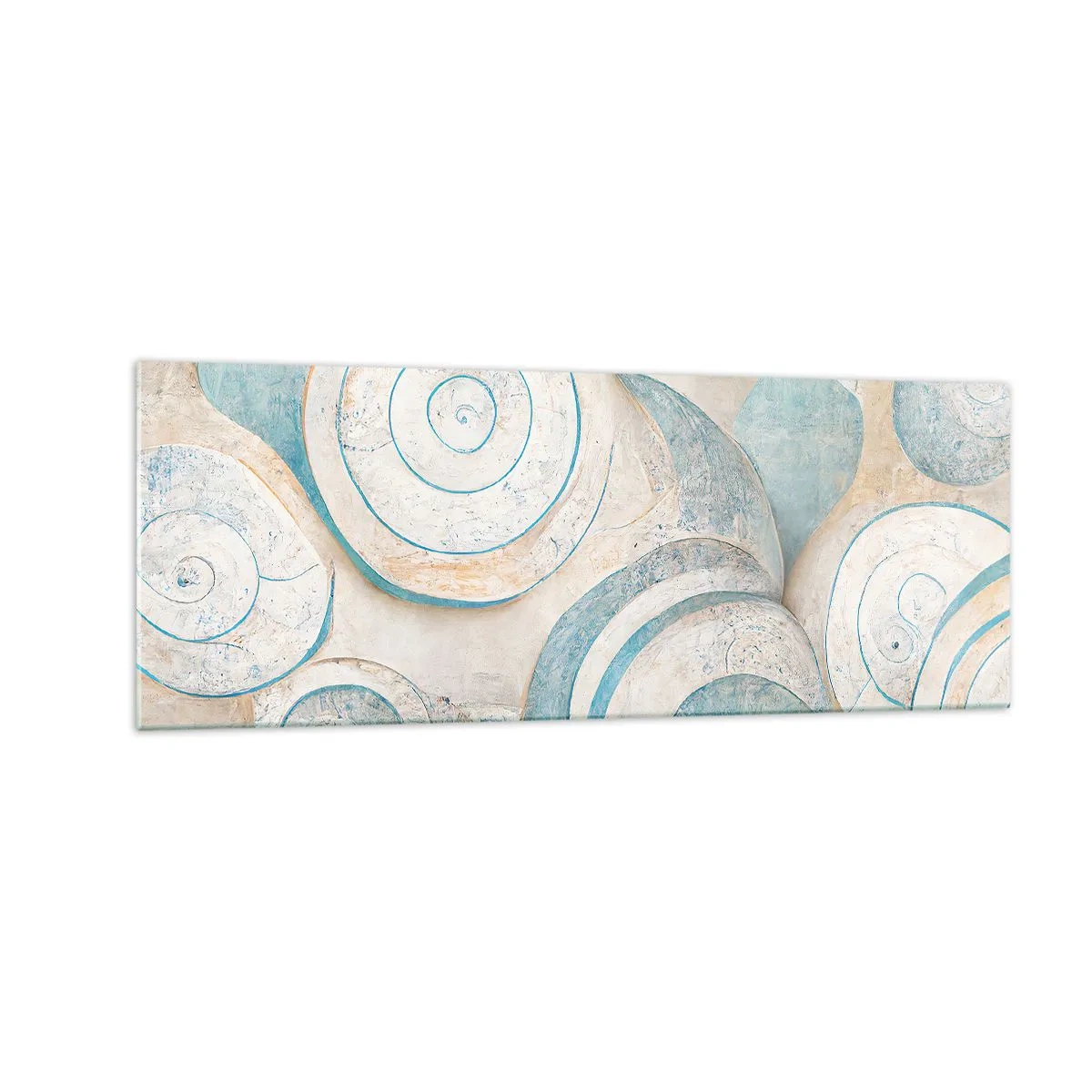 Obraz na szkle - Abstrakcyjne muszle w pastelowych odcieniach - 140x50cm - Co kryje muszla? - Nowoczesna dekoracja ścienna do salonu i sypialni ARTTOR