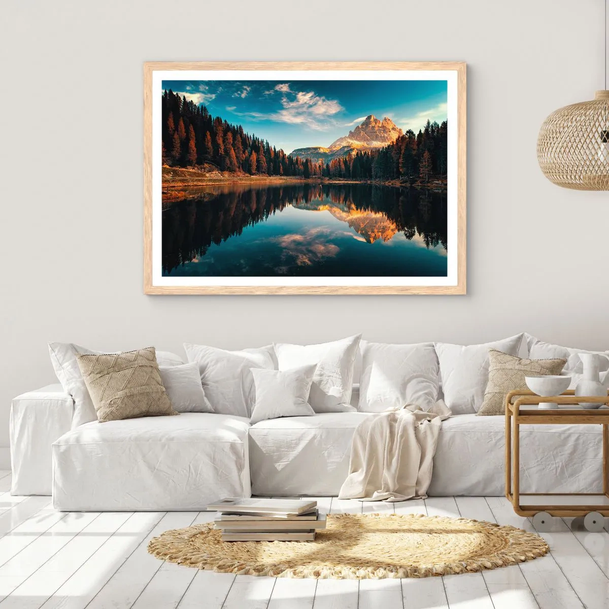 Plakat w ramie jasny dąb - Pejzaż podwójny - 100x70 cm