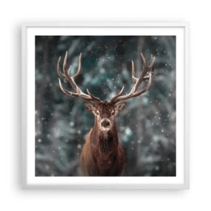 Plakat w białej ramie - Król lasu ukoronowany - 60x60 cm