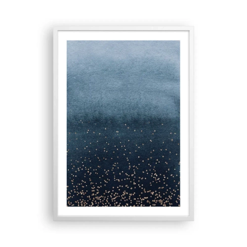 Plakat w białej ramie - Kompozycja – niebieskie fazy - 50x70 cm