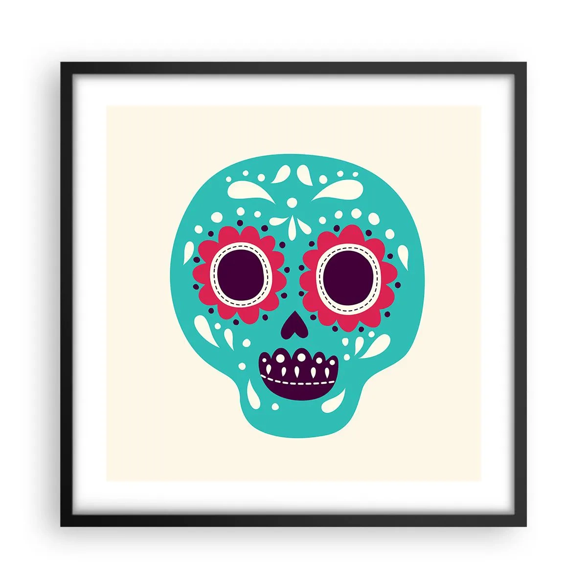 Plakat w czarnej ramie - Życie – zabawa aż do śmierci - 50x50 cm