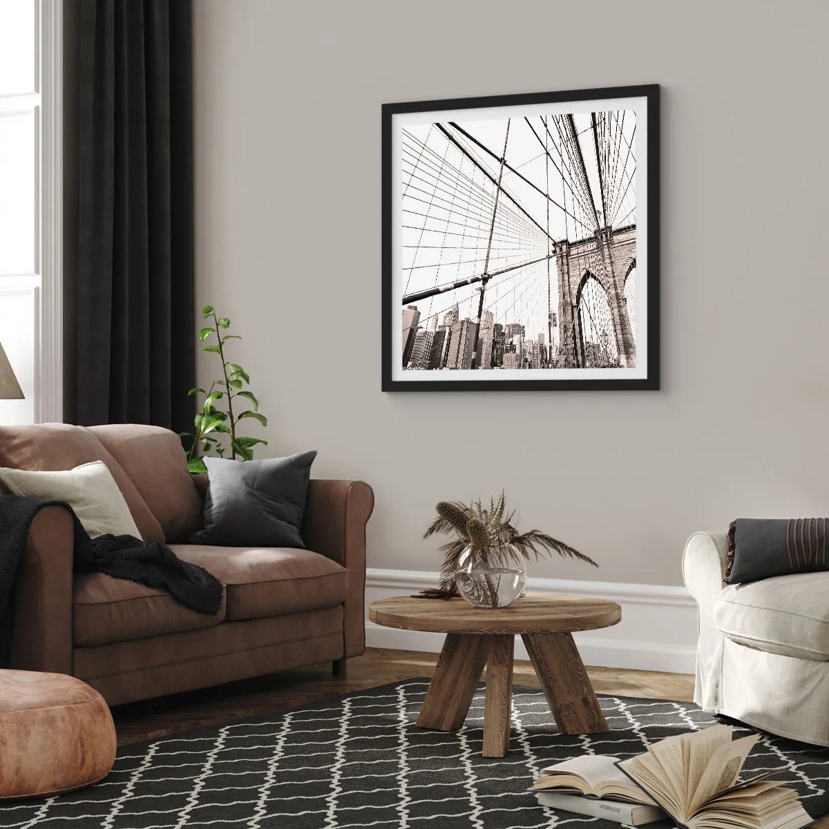 Plakat w czarnej ramie - Nowojorska katedra - 60x60 cm