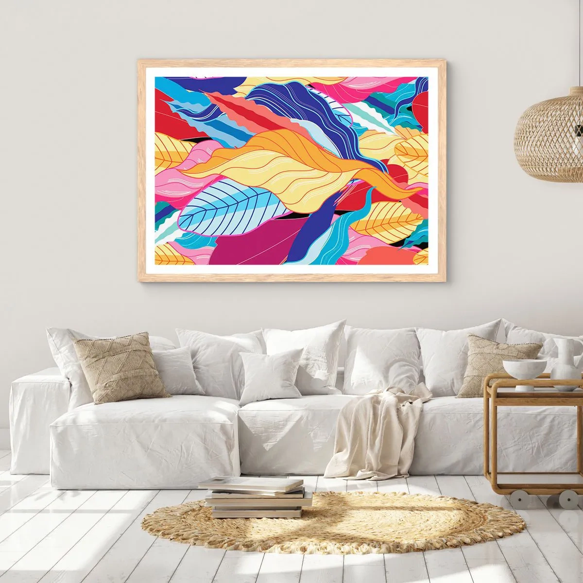 Plakat w ramie jasny dąb - Kolorowy bałagan - 40x30 cm