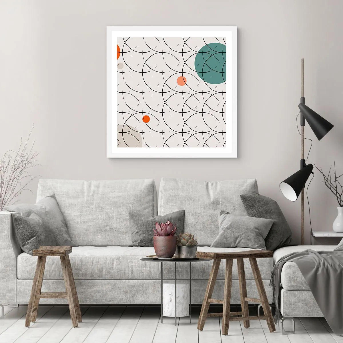 Plakat w białej ramie - W pop-artowym duchu - 60x60 cm