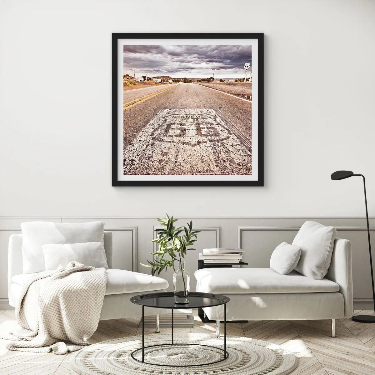 Plakat w czarnej ramie - Mother Road - amerykańska legenda - 50x50 cm