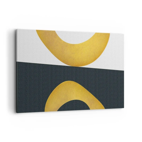 Obraz na płótnie - Geometryczne kształty w złocie na białym i ciemnym tle - 120x80cm - Po pierwsze: złoto - Nowoczesna dekoracja ścienna do salonu, kuchni i sypialni ARTTOR