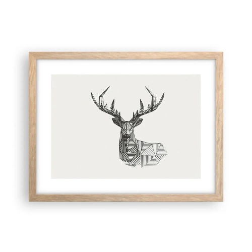 Plakat w ramie jasny dąb - Jeleń w kubistycznym stylu - 40x30 cm