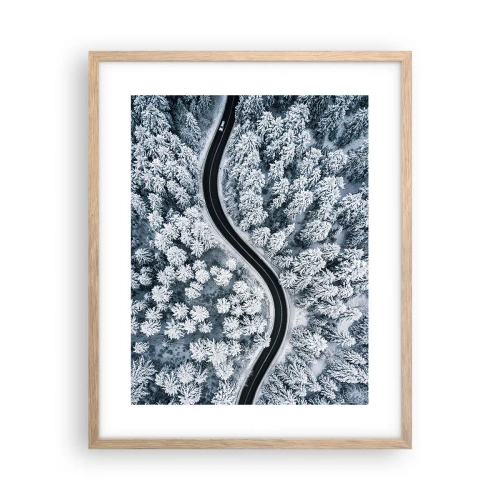 Plakat w ramie jasny dąb - Przez zimowy las - 40x50 cm