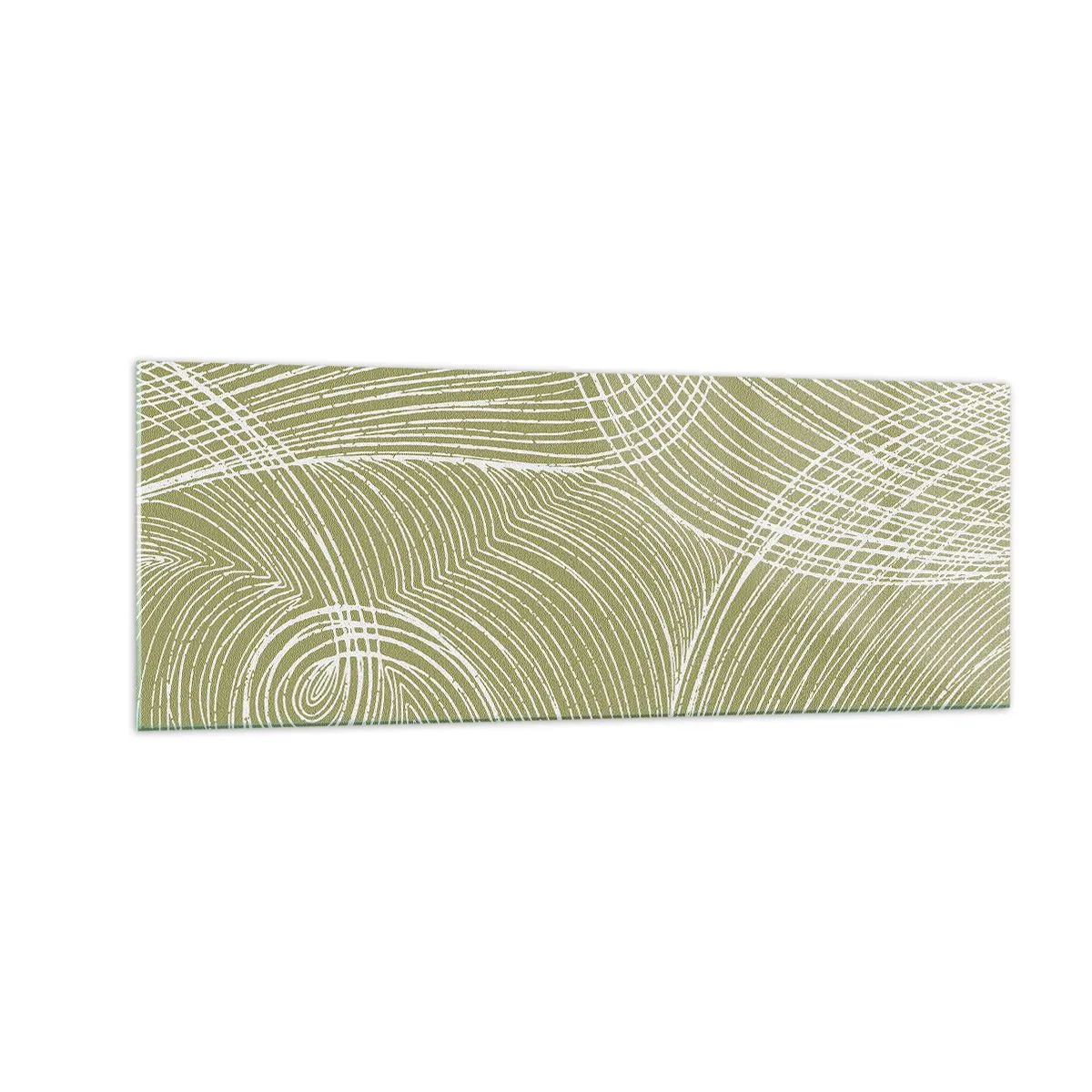 Obraz na szkle - Zielono-białe linie w abstrakcyjnej kompozycji - 140x50cm - Abstrakcja misterna w bieli - Nowoczesna dekoracja ścienna do salonu i sypialni ARTTOR