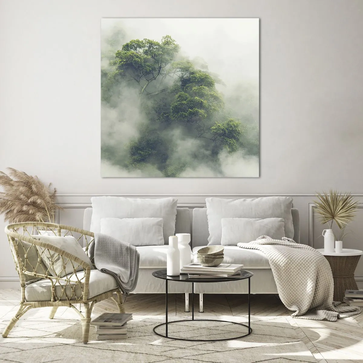 Obraz na szkle - Otulone mgłą - 70x70 cm