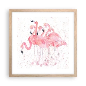 Plakat w ramie jasny dąb - Różowy ansambl - 40x40 cm