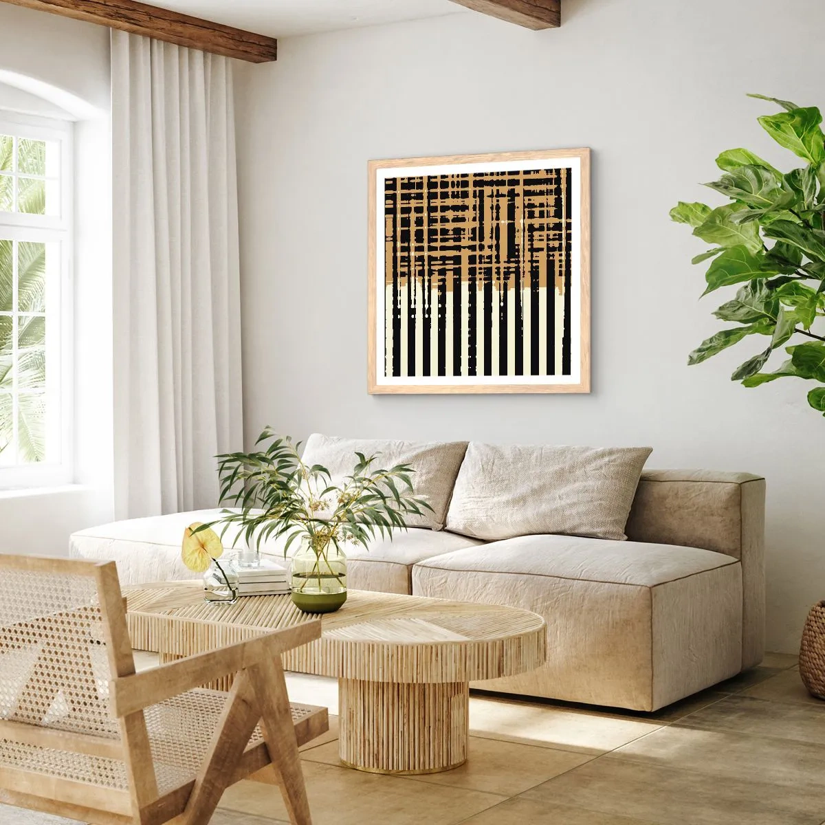 Plakat w ramie jasny dąb - Architektoniczna abstrakcja - 50x50 cm