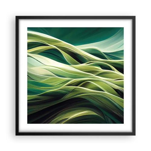 Plakat w czarnej ramie - Abstrakcyjna gra w zielone - 50x50 cm