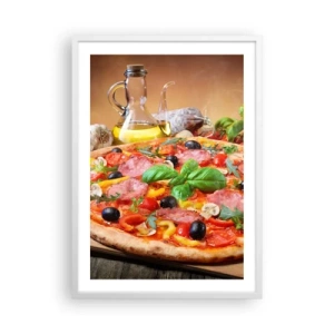 Plakat w białej ramie - Z prawdziwie włoskim smakiem - 50x70 cm