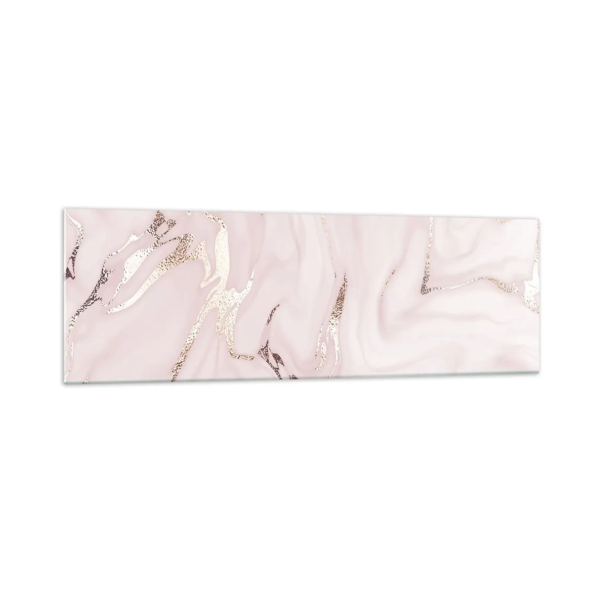 Obraz na szkle - Elegancka abstrakcja w odcieniach różu i złota - 160x50cm - W różowym szale - Nowoczesna dekoracja ścienna do salonu i sypialni ARTTOR