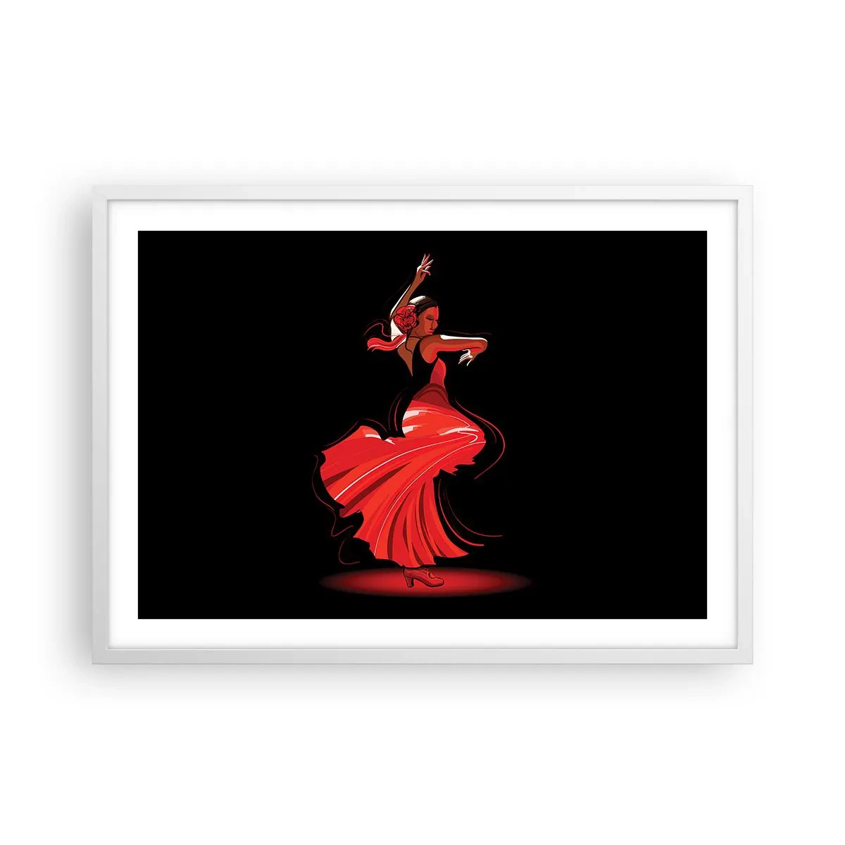 Plakat w białej ramie - Ognisty duch flamenco - 70x50 cm