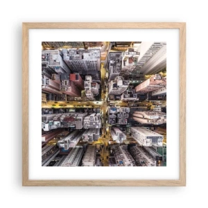 Plakat w ramie jasny dąb - Pozdrowienia z Hongkongu - 40x40 cm