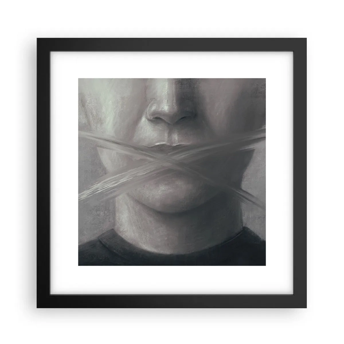 Plakat w czarnej ramie - Ani słowa - 30x30 cm